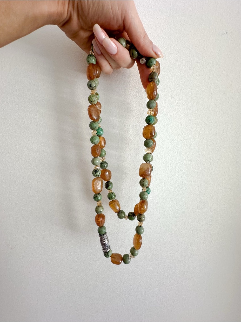 Vintage Turquoise and Amber Beaded Necklace